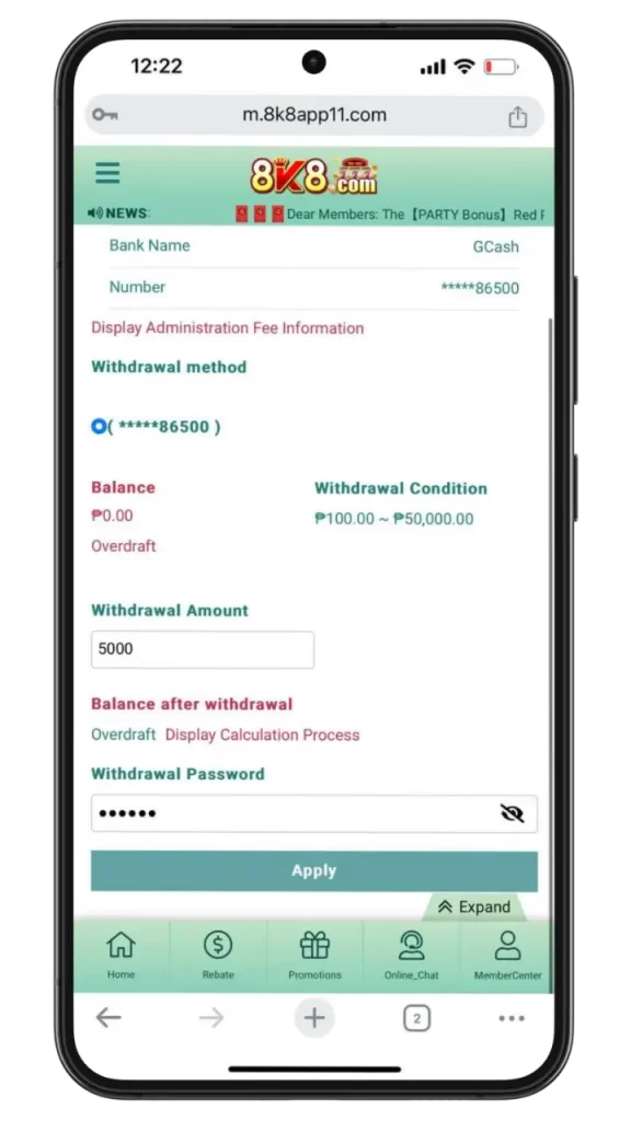 To expedite your withdrawal process, consider the following 8k8 terms: 8k8 withdraw